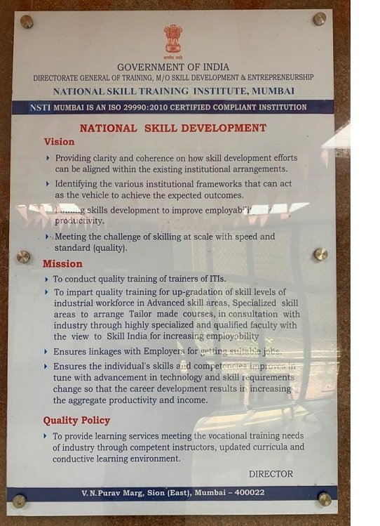 NSTI Mumbai Vision - Mission
